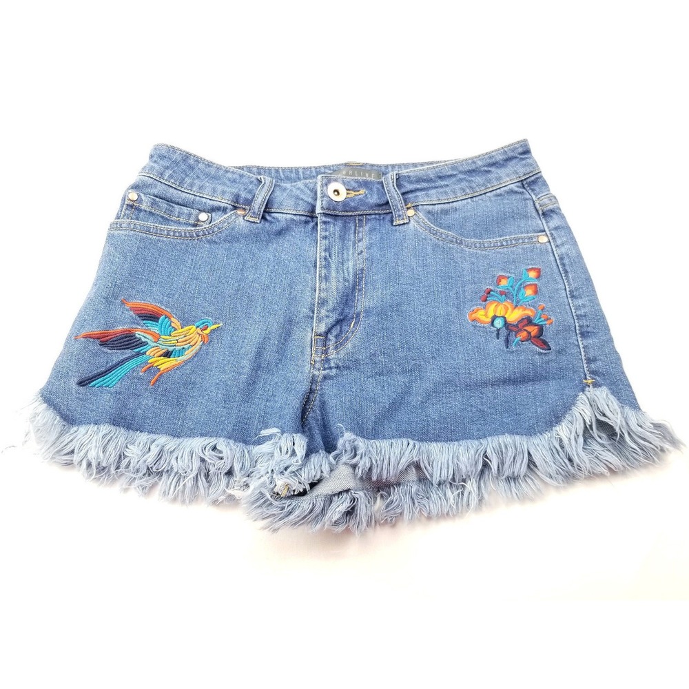 Highline Collective Women's Size 26 Embroidered Fringe Jean Short Shorts $75